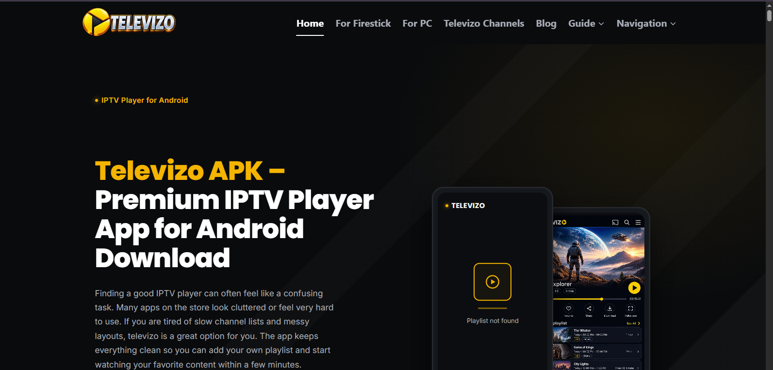 Televizo player interface