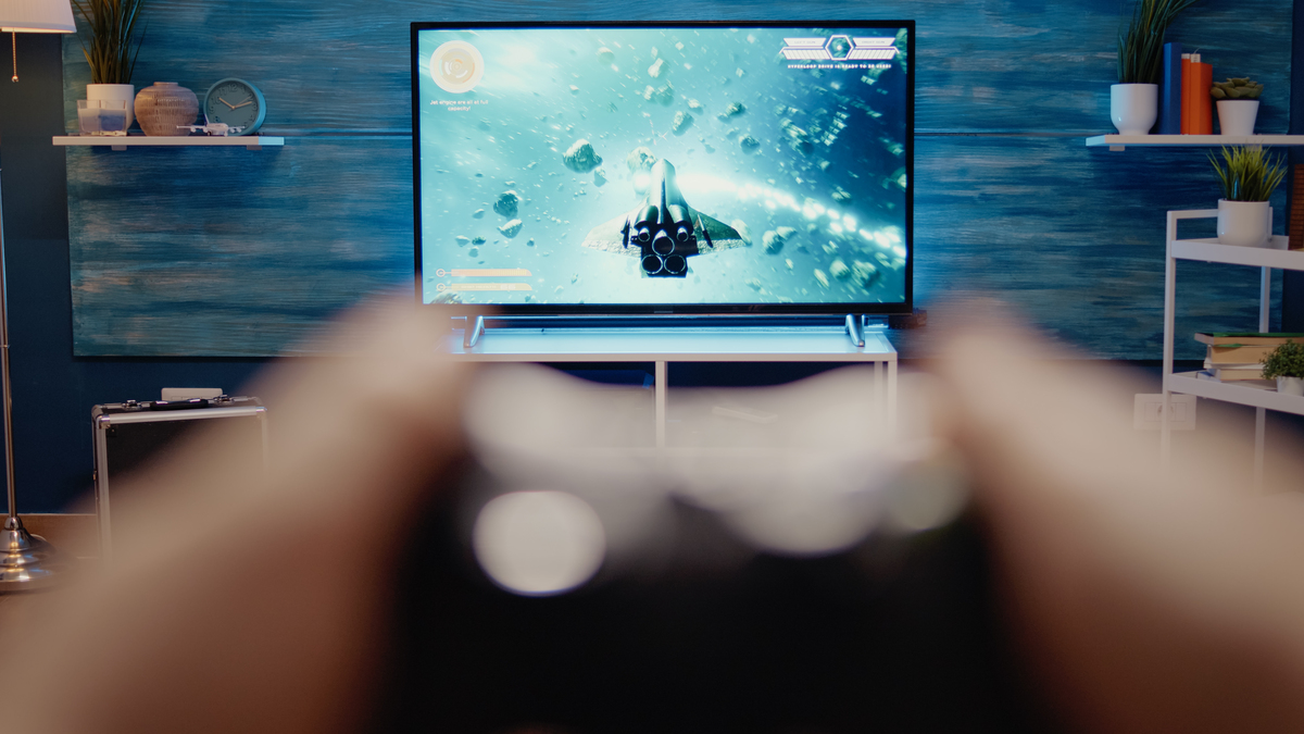 Modern living room television displaying a streaming entertainment setup