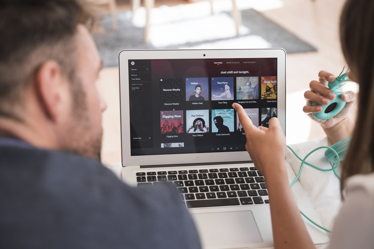 Laptop showing a streaming application for IPTV and online entertainment